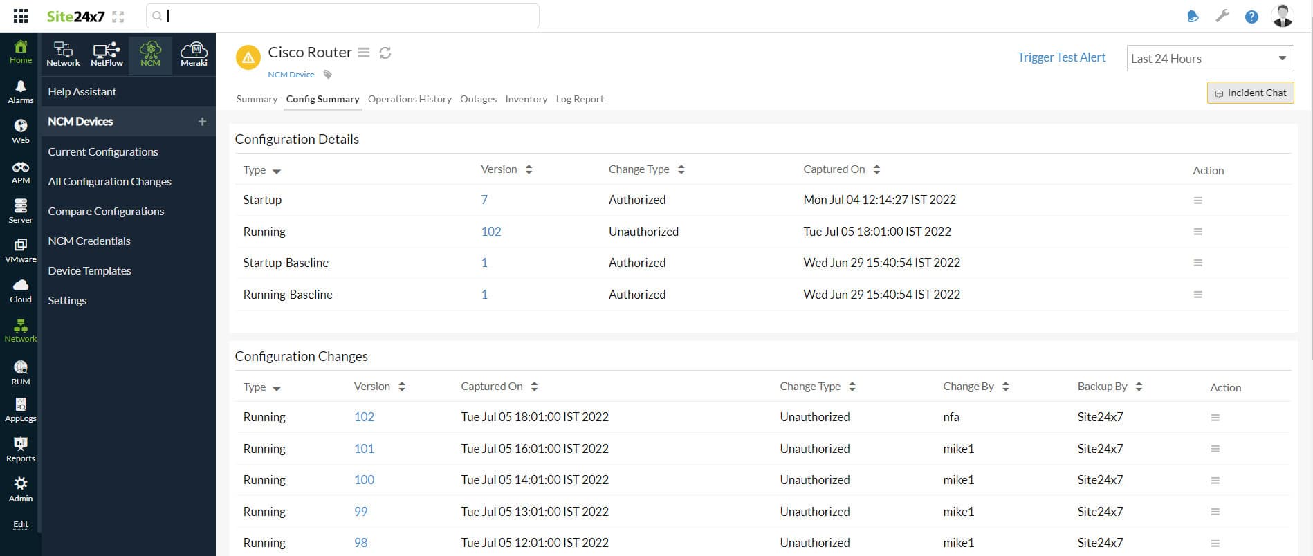 Site24x7 Network Configuration Manager
